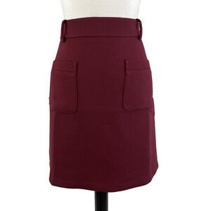 Ann Taylor Loft Skirt sz 8 Mulberry Wine Wool Knee A Line Pockets Career Casual